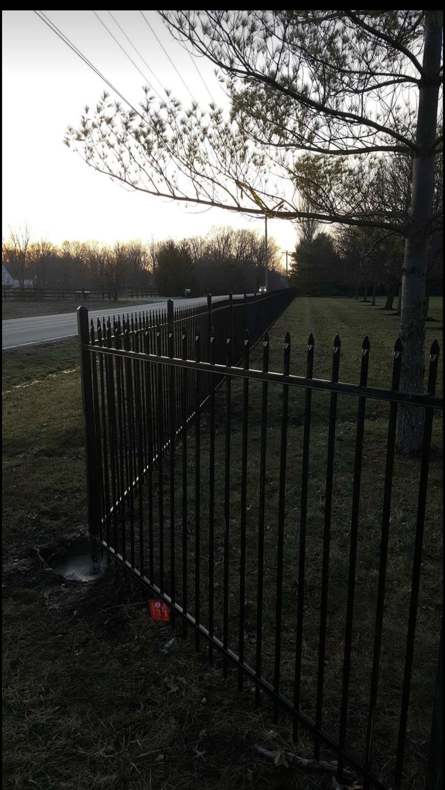 Black metal fence detail: Another view of the picket layout.
